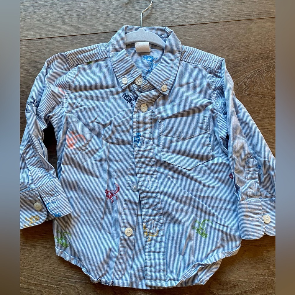 Baby Gap Long Sleeve Dinosaur Button Down 12-18 months